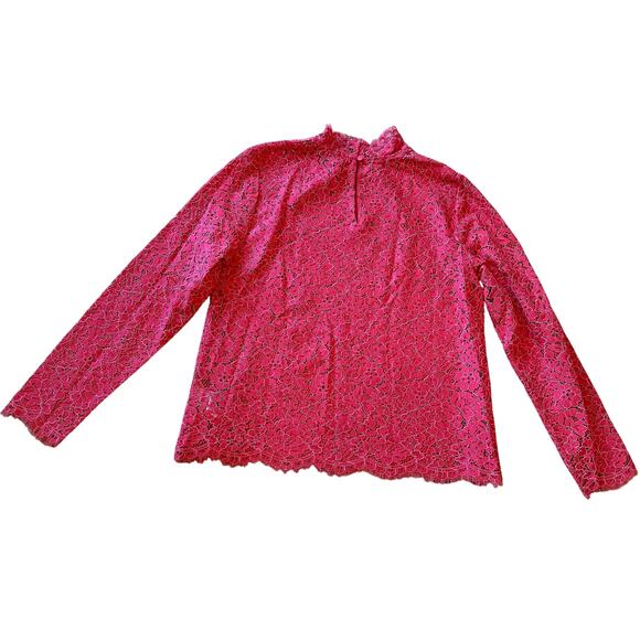 J. CREW Floral Lace Mock Neck Blouse Size 12 Preppy Business Casual Glam Classic - Picture 4 of 9